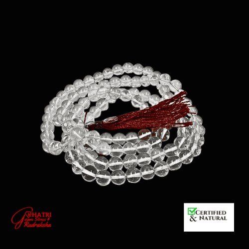 Sphatik Mala Round Cut 9MM